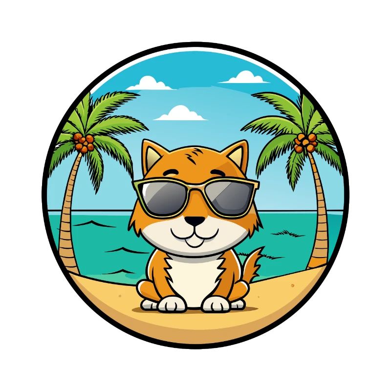 Chypre Chat Race Dessin Animé Lunettes De Soleil Plage