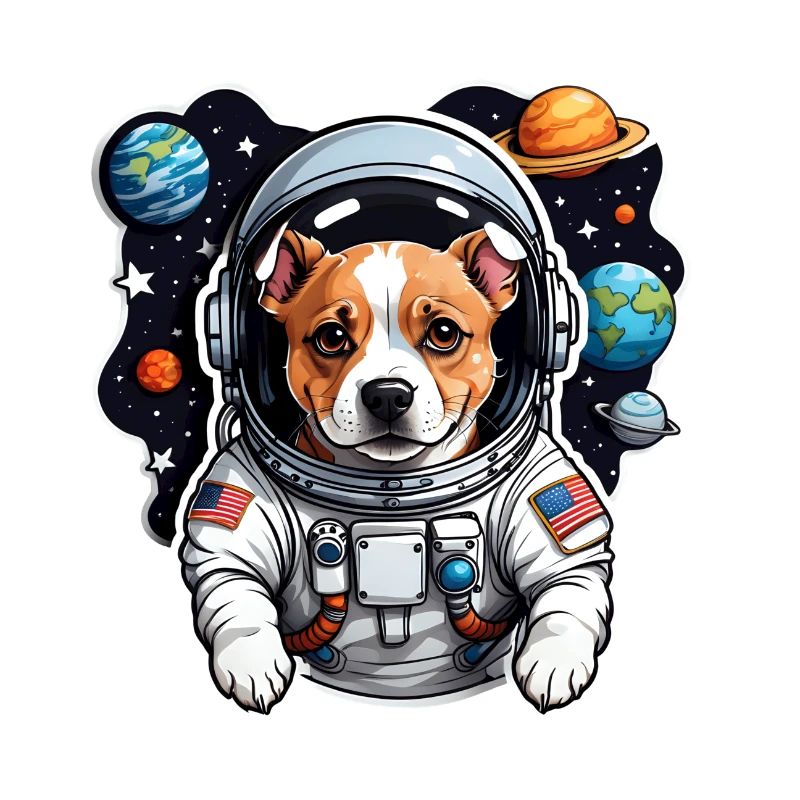 Space Dog with Planets