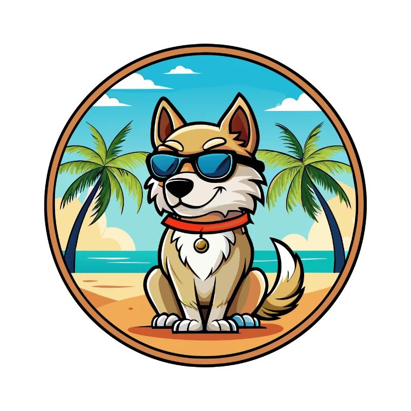 Akbash Dog Breed Cartoon Sunglasses Beach