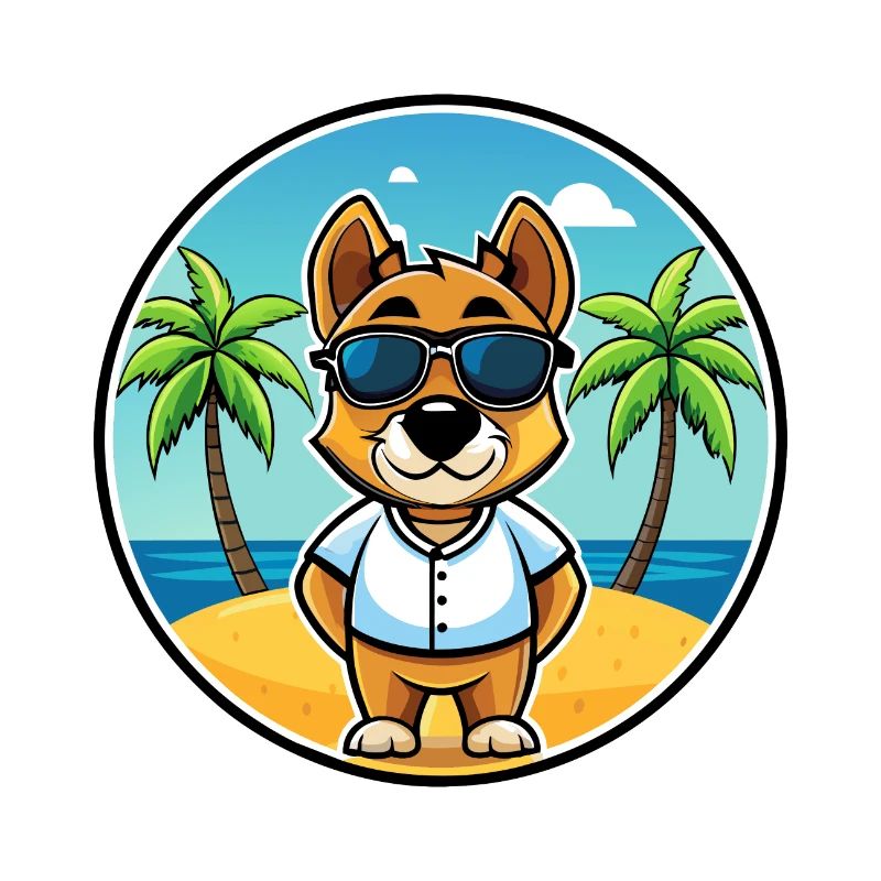 Sporting Lucas Terrier Chien Race Dessin Animé Plage