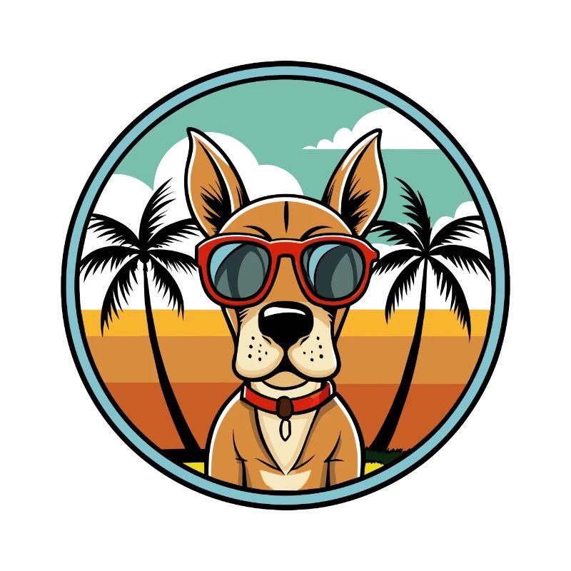French Gascony Pointer Dog Breed Cartoon Beach