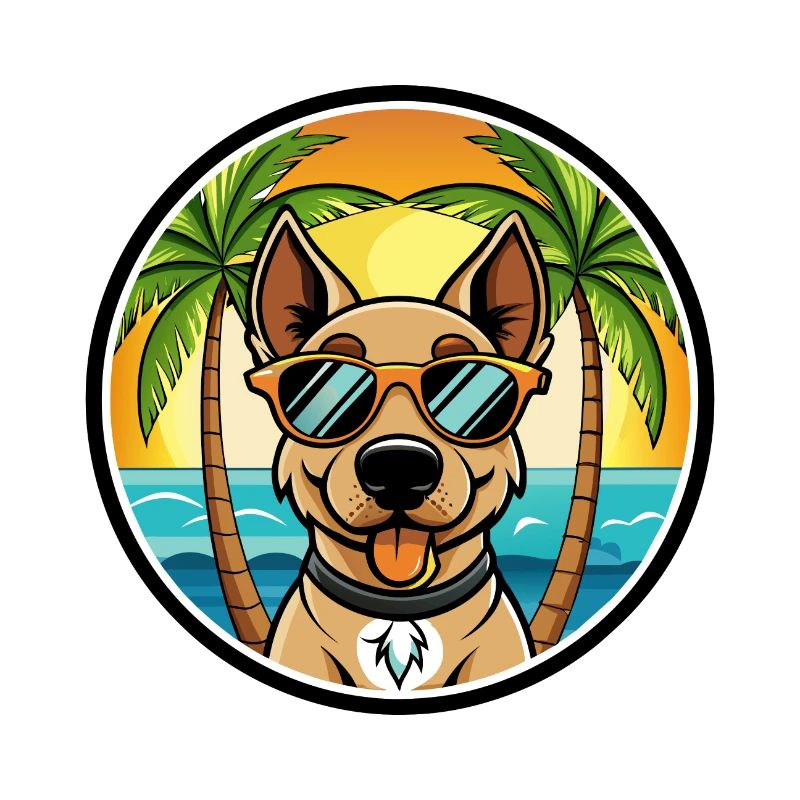 Deutscher Jagdterrier Hunderasse Cartoon Beach