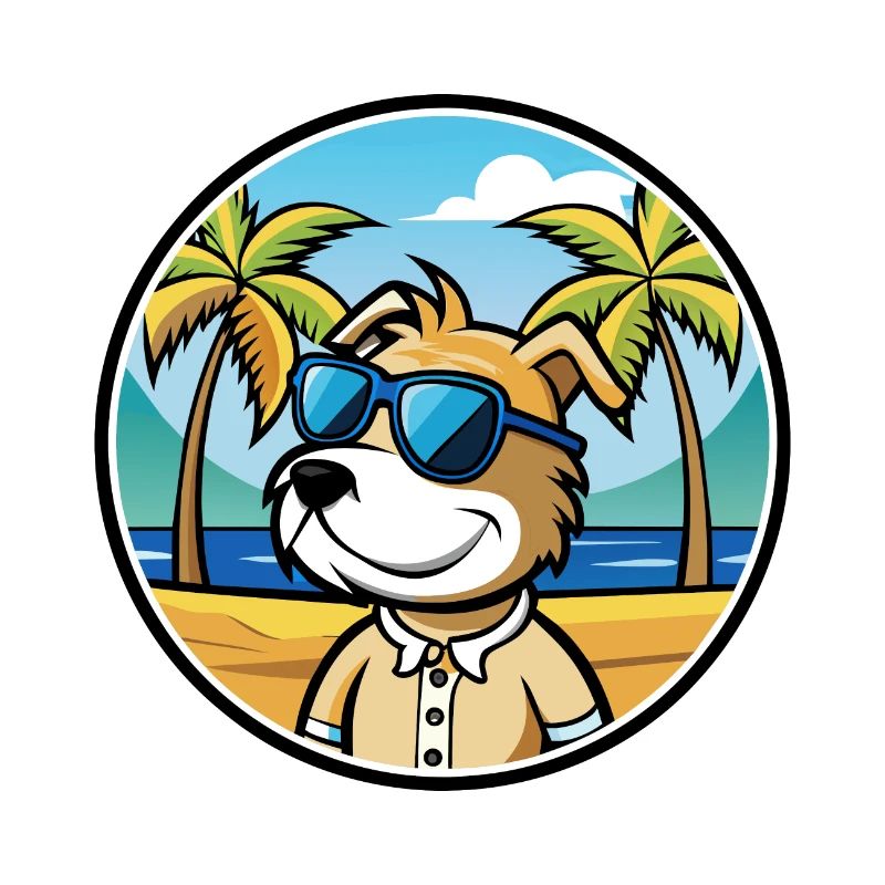 Sporting Lucas Terrier Chien Race Dessin Animé Plage