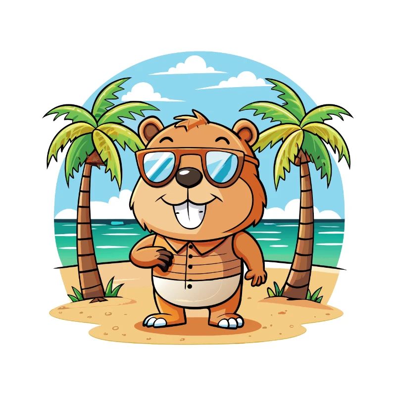 Castor Funny Cartoon Lunettes de soleil de plage d’été