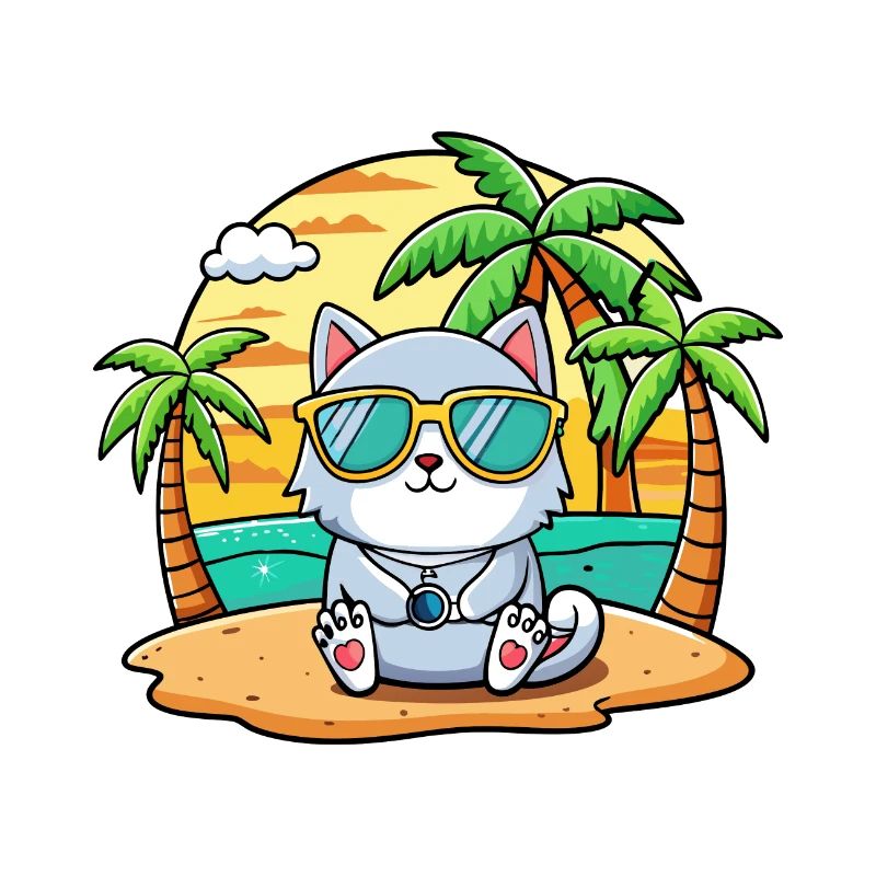 Lunettes de soleil de plage d’été de dessin animé drôle de chat