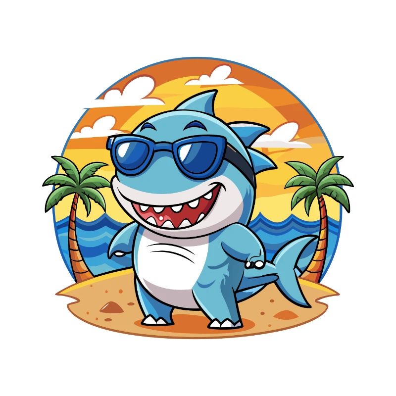 Lunettes de soleil de plage d’été de dessin animé drôle de requin