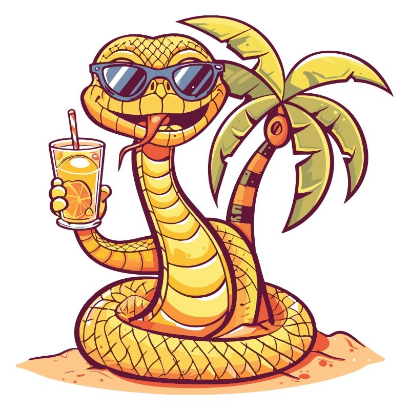 Serpent Cobra Plage d’été Bande dessinée