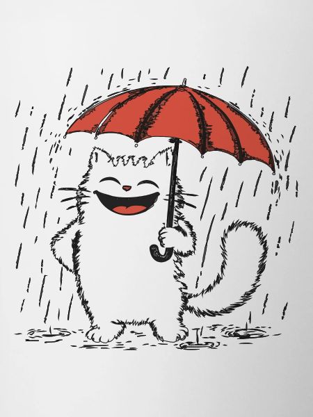 Happy cat Under Rain