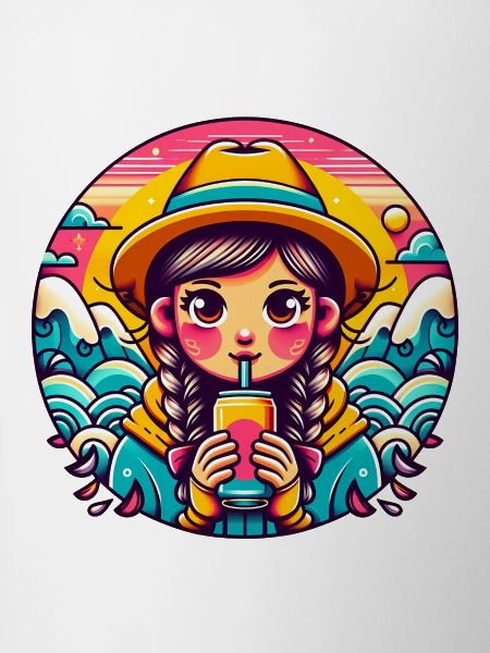 Retro Girl Drinking Pop Illustration