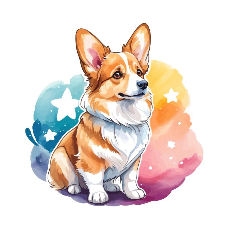 Welsh Corgi Pembroke Aquarelle