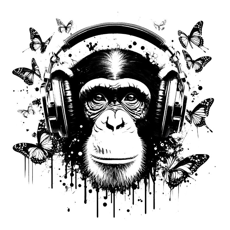 GROOVIN' MONKEY AVEC DES ÉCOUTEURS