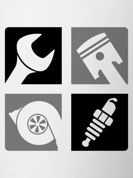 Wrench Piston Turbo Spark Plug Emblem