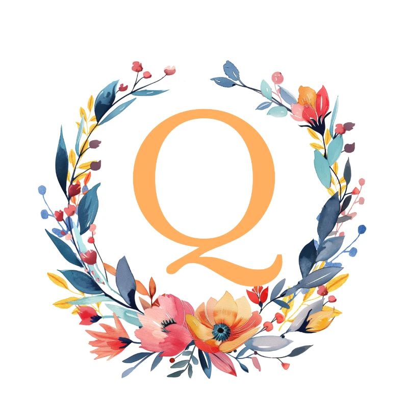 Q Monogram, Couronne de fleurs, Personnalisable