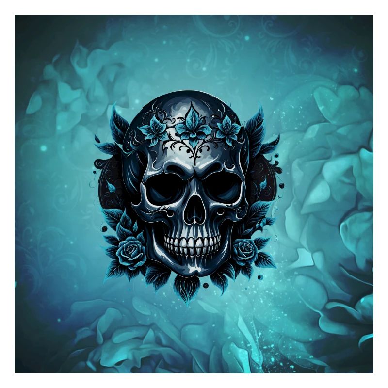 Dark blue skull with roses