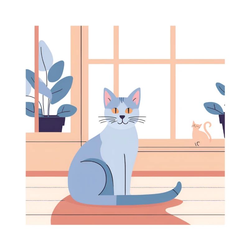 Blue Cat by Window Afternoon
