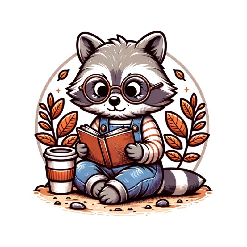 Mignon lecteur raton laveur illustration