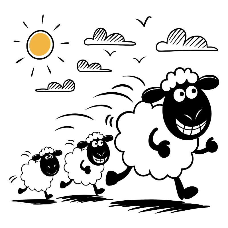 Funny Sheep Flock Animals