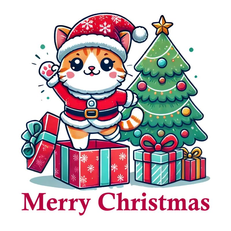 Katze Merry Christmas High Five 4 1