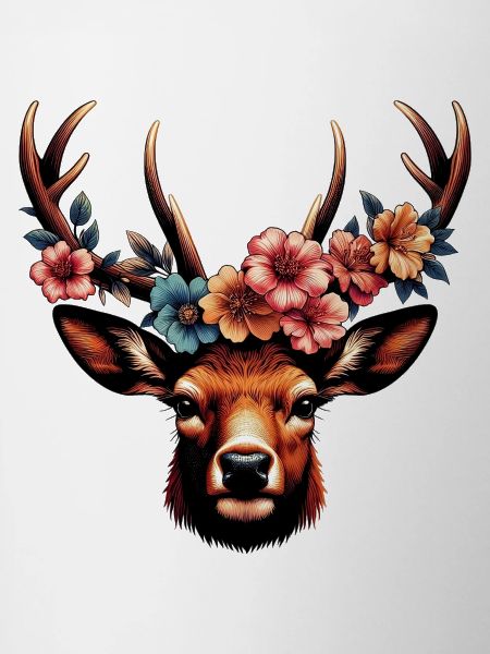Deer with Flowers