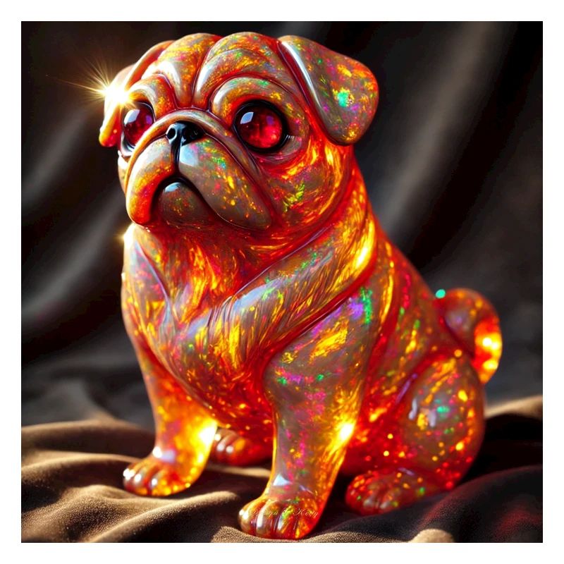 Sculpture de bouledogue explosif en couleur