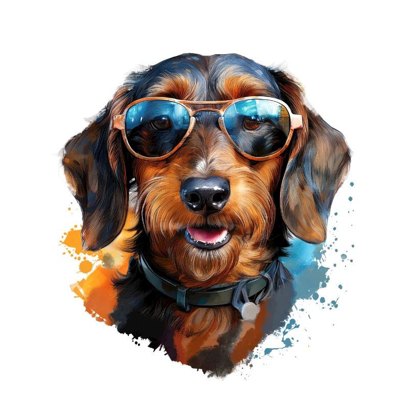 Teckel à poil dur avec lunettes de soleil