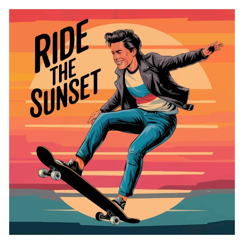 Ride the Sunset Skateboarder