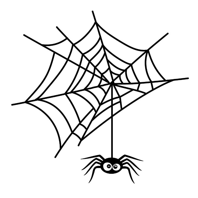 Halloween funny spider hanging from its web