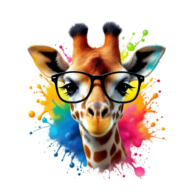 Girafe cool avec des lunettes dans l’art coloré Splash