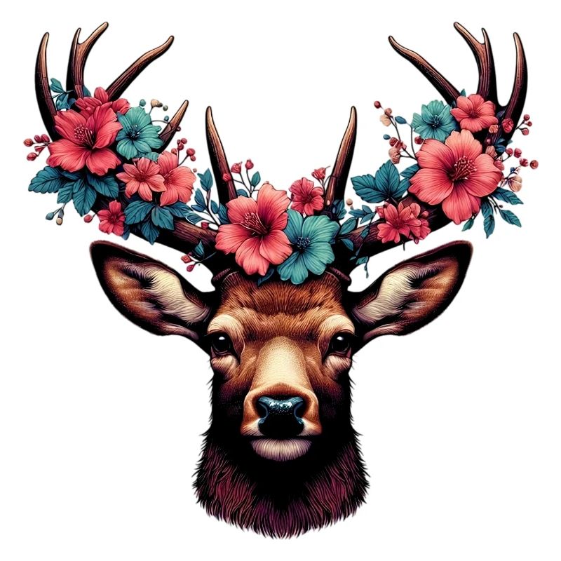 Cerf avec des fleurs