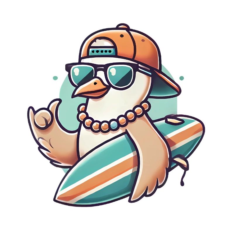 Cool surfer mouette dessin animé design