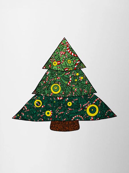 Candy Canes Christmas Tree Mandala