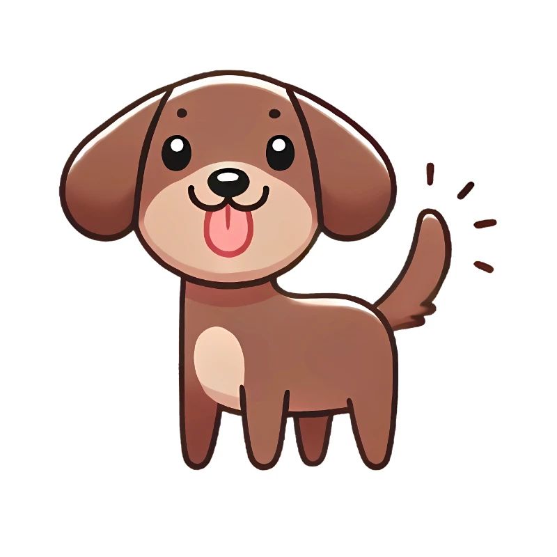 Chien de dessin animé heureux avec queue qui remue