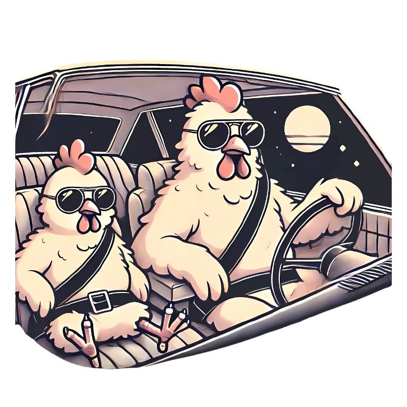 Coole Hühner Roadtrip Illustration