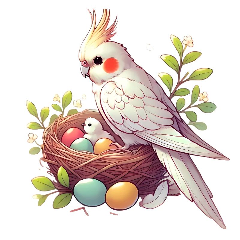 Nid de calopsitte avec des œufs Illustration