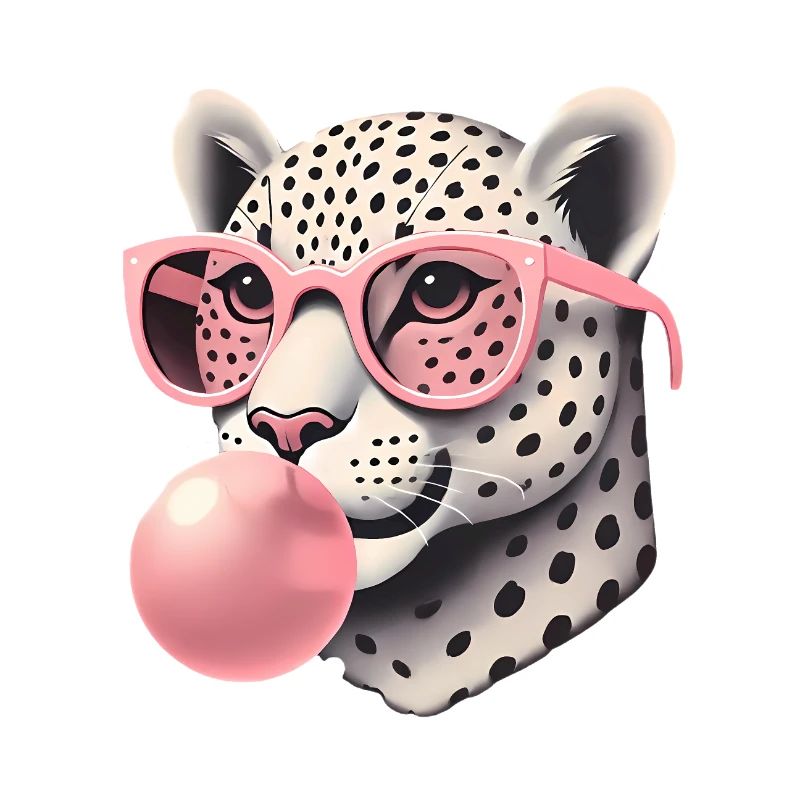 Leopard mit rosa Brille Bubblegum