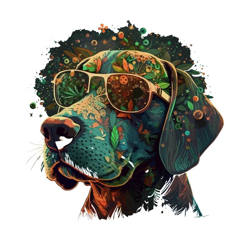 Trippy Tails : Un Chien Cool Tête D’herbe Avec Psychedeli