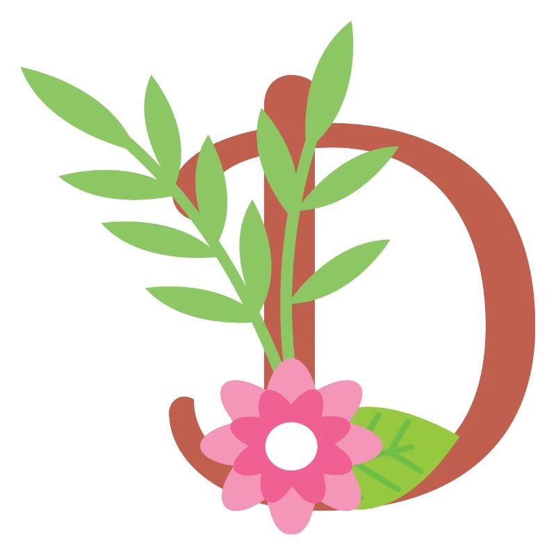 Eleganter Buchstabe 'D' mit Blumen