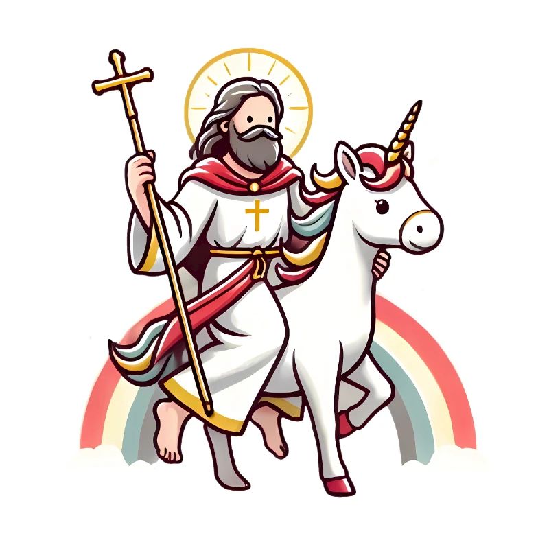 Heiliges Reiten Einhorn Cartoon Design