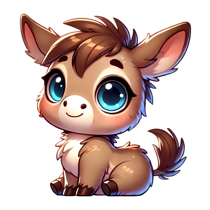 Adorable dessin animé d’âne aux grands yeux