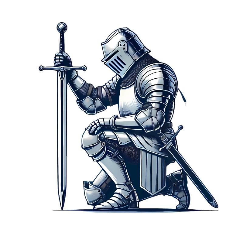 Illustration de chevalier médiéval agenouillé