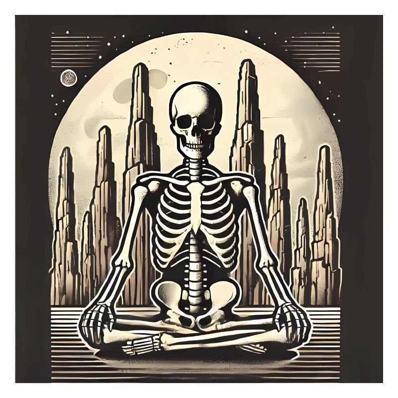 Illustration de squelette dans la solitude