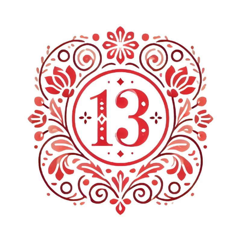 Floral 13 Badge with Elegant Design