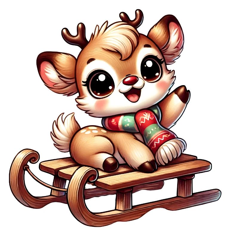 Cute reindeer design on a sleigh