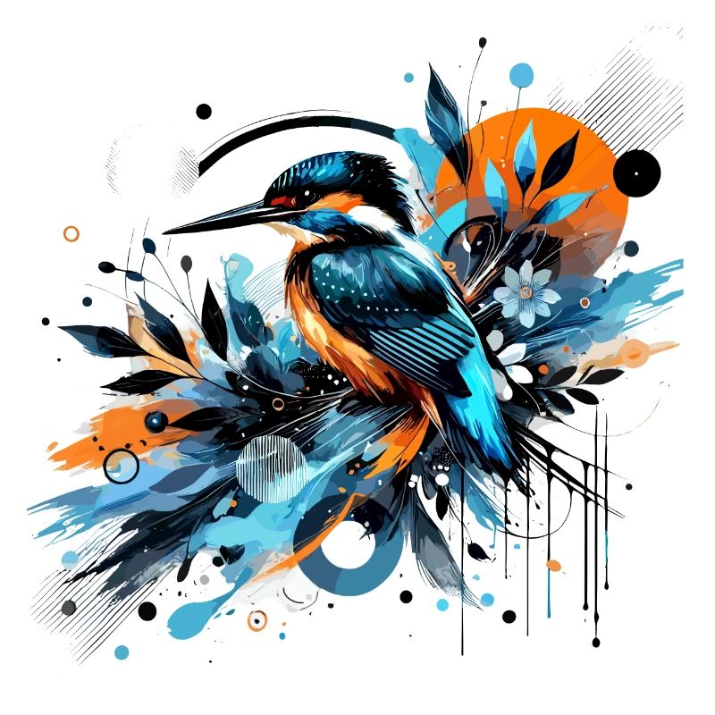 Eisvogel, buntes Aquarell, Vogel