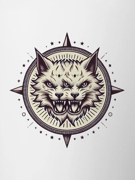 DoubleHeaded Gothic Cat Emblem