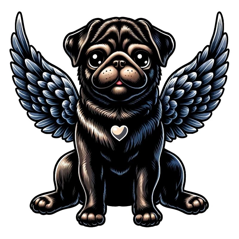 Cute Pug Angel Gothic Baroque Style