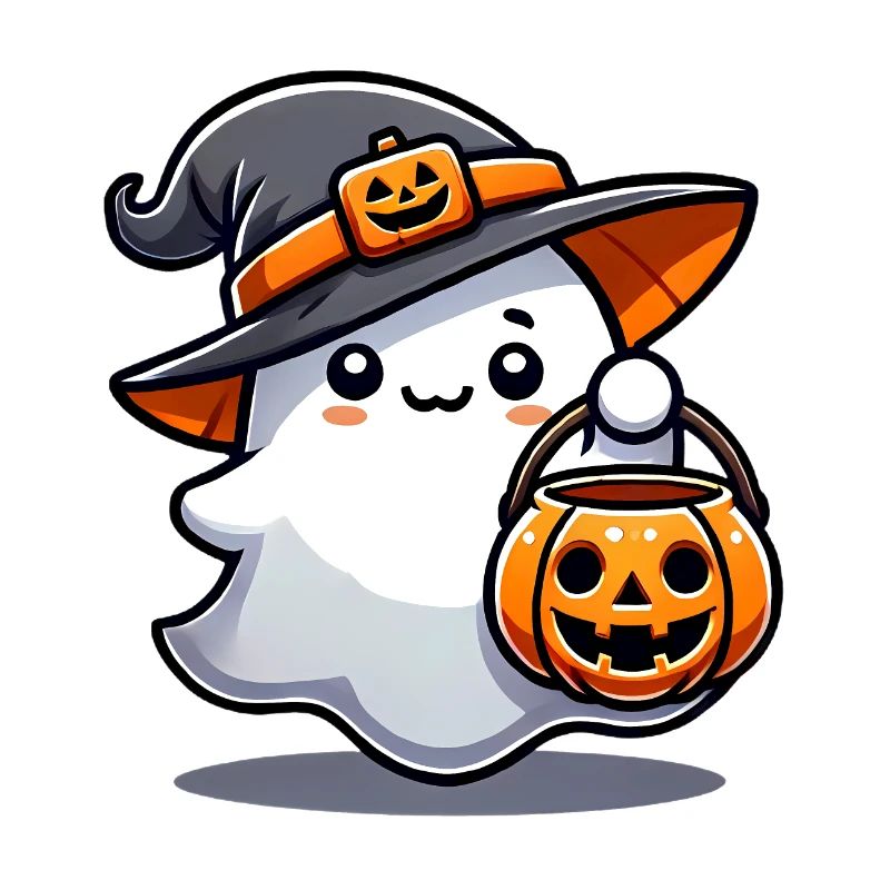 Fantôme mignon avec chapeau de sorcière citrouille