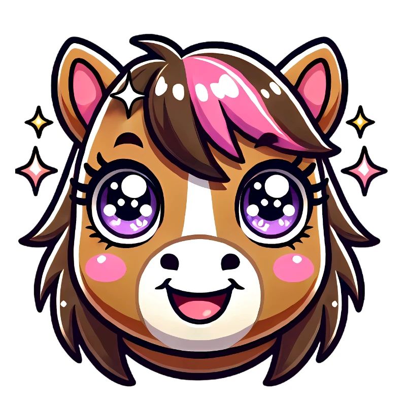 Adorable conception de visage de cheval kawaii