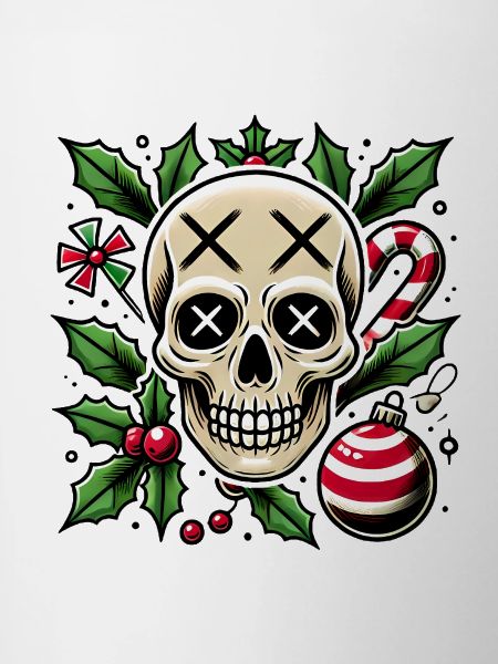 Festive Skull with Christmas Elements