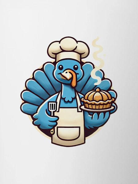 Chef Turkey Serving Pumpkin Pie